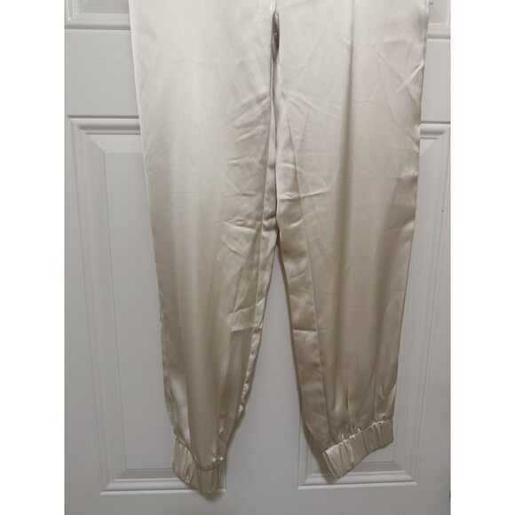 New Sincerely Jules satin joggers Cream pull on elastic waist size Large - Picture 5 of 10